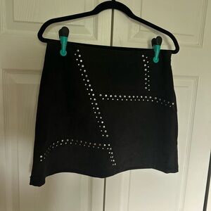 Express Black Embellished Mini Pencil Skirt